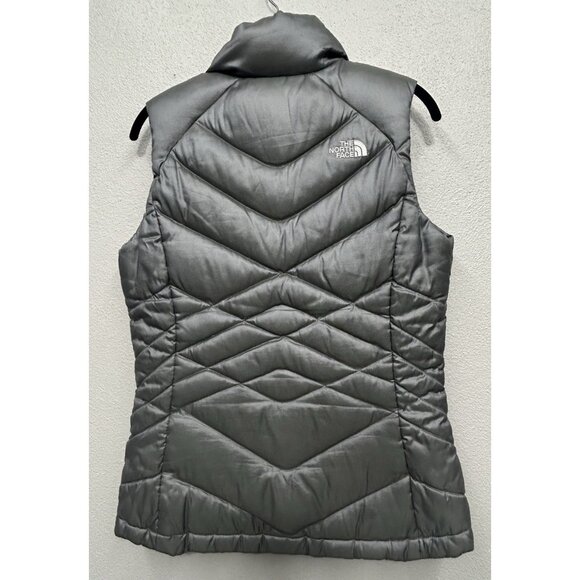 The North Face Puffer Vest Womens Small Silver 550 Goose Down Full Zip Pockets - Picture 2 of 8